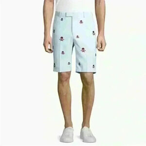 G/FORE "Killer T's" Golf Shorts Light Blue With Maroon Skulls Size 32 EUC!